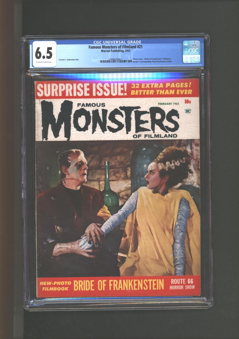 Famous Monsters Of Filmland #21 CGC 6.5 Bride Of Frankenstein Photo Cover 1963