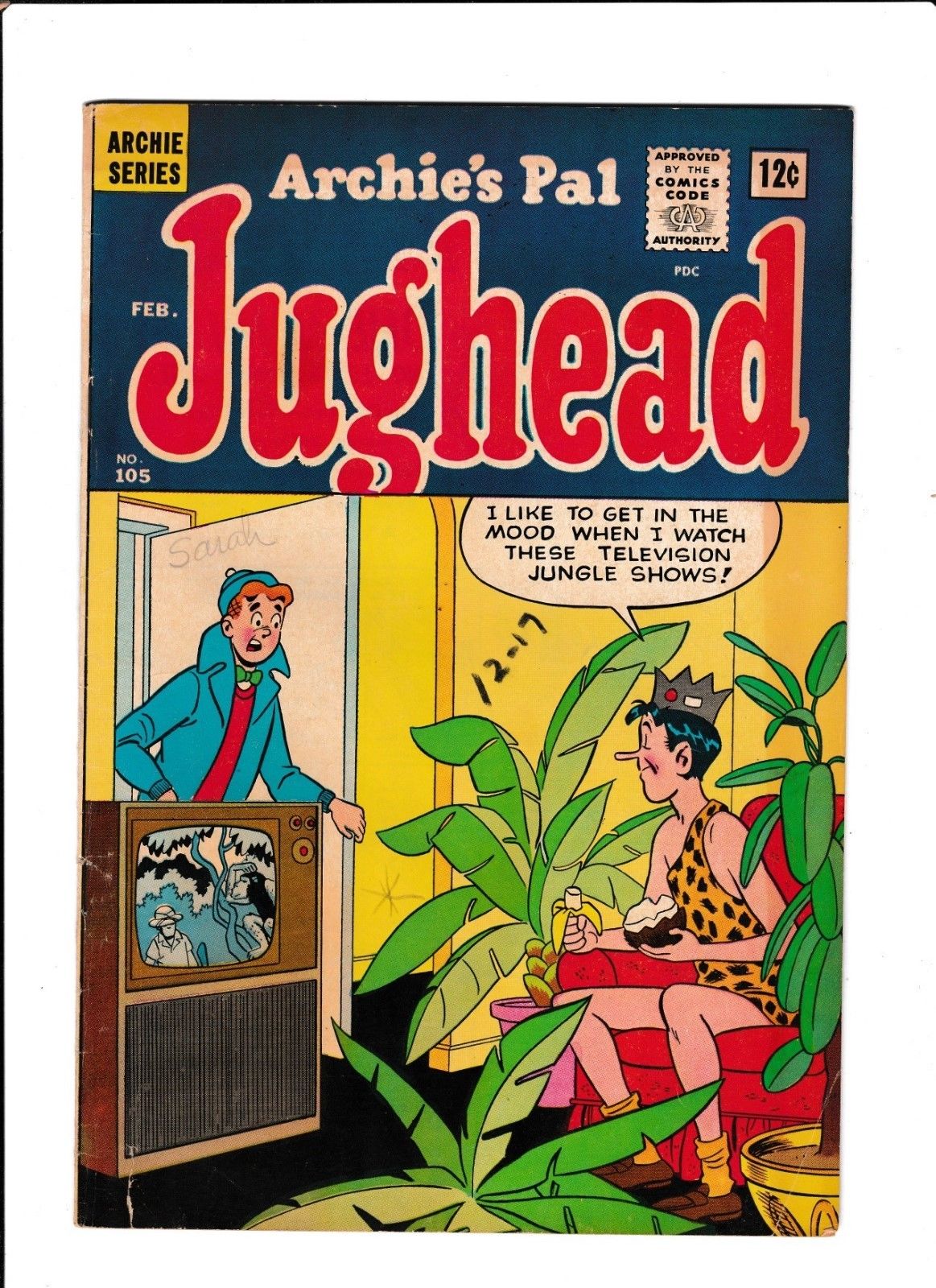 Archie S Pal Jughead 105 [1964 Vg ] Jungle Jughead Cover Ebay